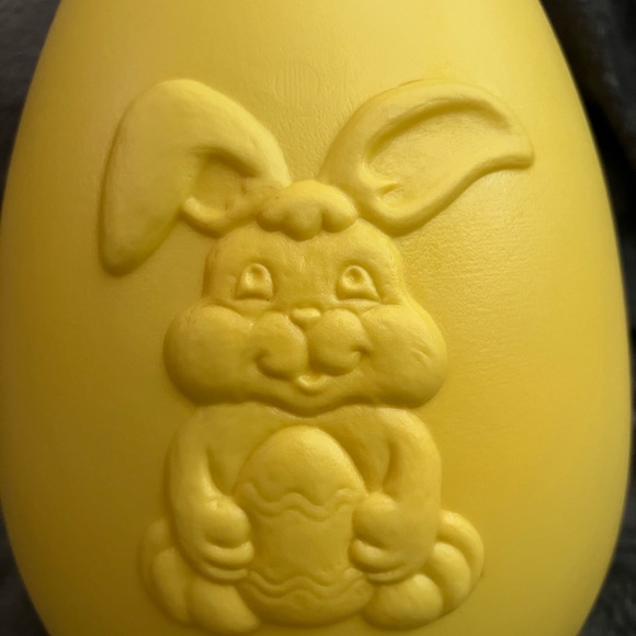 Vintage Plastic Blow Mold Easter Egg Yellow 13” Grand Venture 1998 Bunny Rabbit - Picture 3 of 11